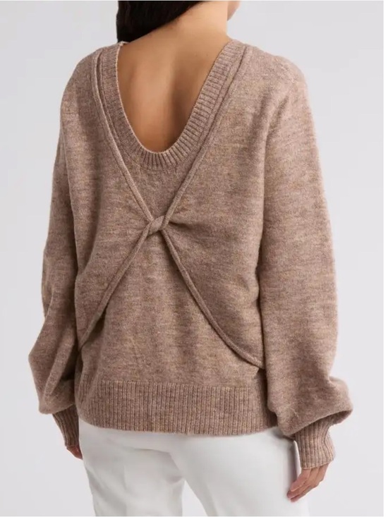 French Connection Sweaters - French Connection Concious Kezia Twist Back Sweater in tan